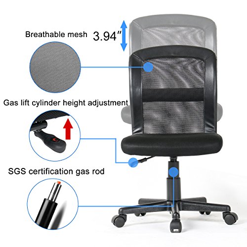 2-Packs YAMASORO Office Mesh Task Chair Mid Back Swivel Computer Desk Chairs with Backrest and Adjustable Seat Height for Home Office Conference Room Black