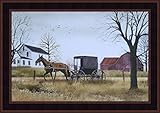 Goin' To Market by Billy Jacobs 15x21 Amish Horse Buggy Farm Barn Country Primitive Folk Art Framed Print Picture