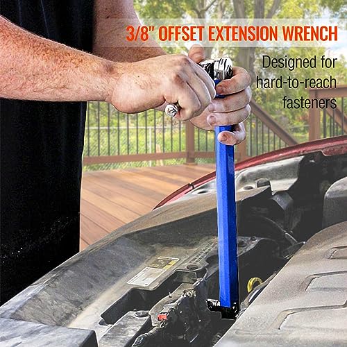 Image of Impact Ready Offset Extension Wrench, Tight Reach Extension Wrench Set, with 1 /2 inch, 1 /4 inch and 3 /8 inch Square Drive Adapters, Universal Extensions Wrench for Small Place