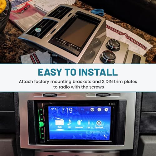 NuIth Double DIN Radio Dash Kit for 2007-2016 Chrysler Town&Country Sebring/Dodge Ram Challenger Grand Caravan/Jeep Compass Wrangler, 2 Din Car Stereo Installation Kit Radio Bracket