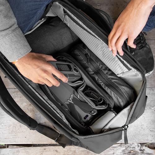 Peak Design Travel Duffelpack 45-65L, Black, Weatherproof Duffel Backpack, Expandable Design, Extra-Long Zip Path, Stowable Straps, Fits Packing Cubes and Camera Cubes, Versatile Duffel Bag for Travel