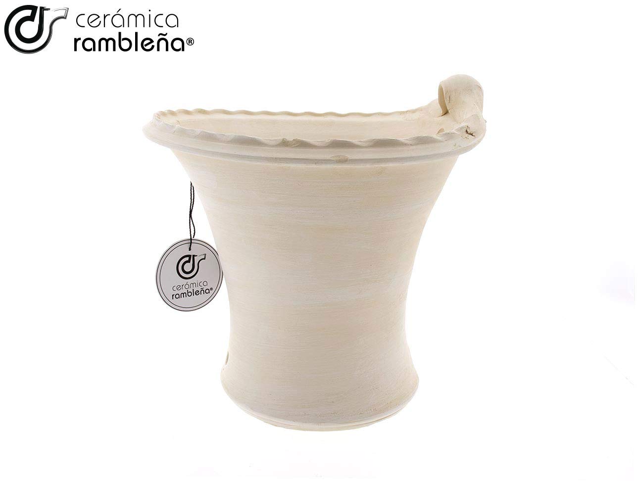 Ceramiczna RAMBLEÑA | ścienna doniczka na kwiaty Cordoba Ton, duża osłonka | donica do użytku na zewnątrz | doniczka do zawieszenia | 100% ręczna robota | 25 x 22 x 23 cm