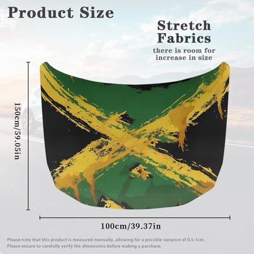 Image of Jamaican Flag Car Hood Cover Elastic Washable Vintage Jamaican National Flag Automotive Exterior Accessories All-Season Protection Suitable for Most SUV Sedans