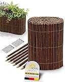 Sol Royal Beeteinfassung Weide 20 cm hoch 300 cm lang – Mini Gartenzaun zum Stecken inkl. 7 Pflöcke & 14 Kabelbinder – Flexible Rasenkante Steckzaun Beetumrandung Holz Weidenzaun Beetabgrenzung WB79
