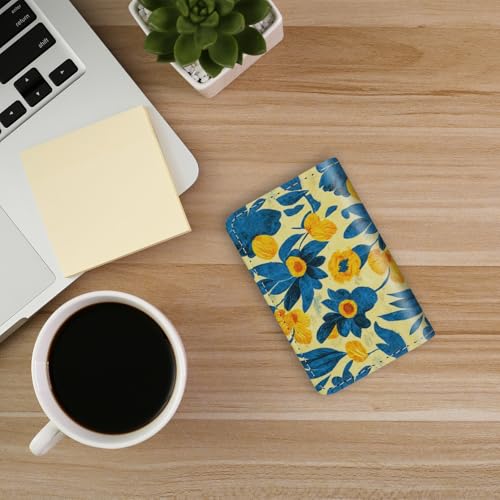 Image of Business Card Holder,PU Leather Business Card Case Color Printing Pattern Card Holder Wallet,Pockets Magnetic Credit Card Holders for Men and Women - Pink Flowers