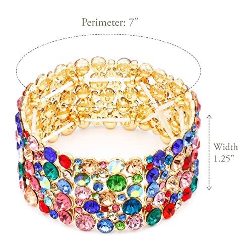 Lavencious Round Shape Rhinestones Hollow Stretch Bracelet Party Jewelry for Women3