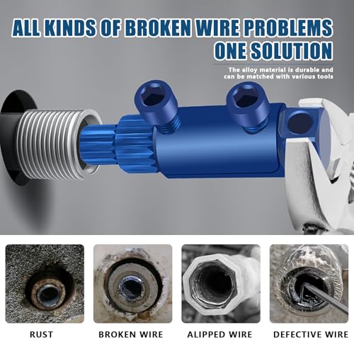 Image of Pipe Nipple Remover Tool, 1 /2 to 1 Inch Adjustable Broken Pipe Thread Remover, Reverse Groove Internal Pipe Wrench for Removing Rusted Pipes, Shower Arms, Tub Spout Fittings and Plumbing Threads, Blue