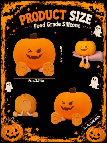 Image of Ammonite Pumpkin Night Light, Funny Halloween Decoration Soft Silicone Nursery Lamp with 3 Dimming Levels and 30-Minute Timer Nightlight for Bedroom Decor, Christmas Birthday Gift