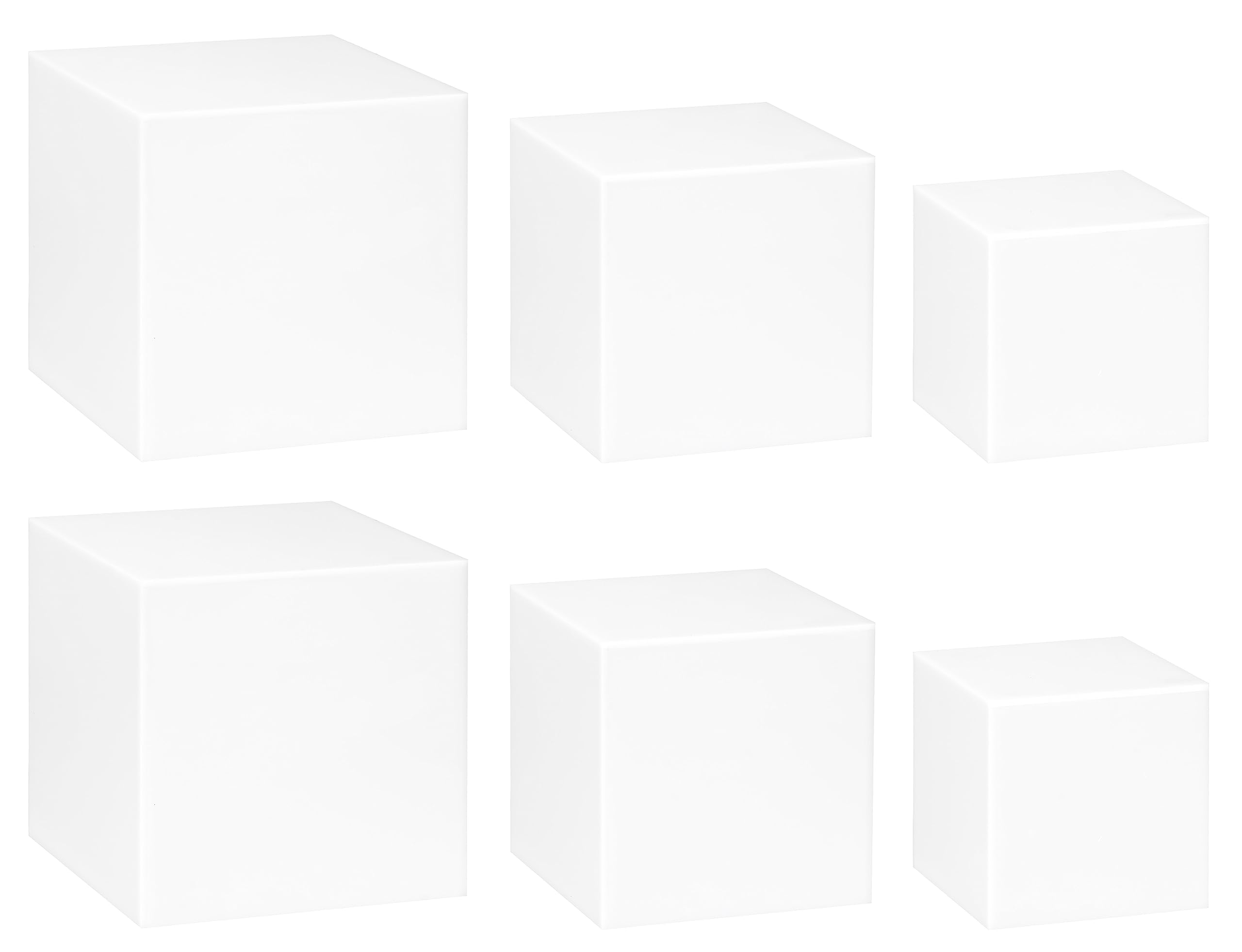 Red Co. Lot de 3 cubes en acrylique blanc brillant avec fond creux – Lot de 2