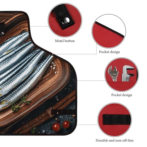 Delantal cruzado Sardines con bolsillo ajustable miniatura 3
