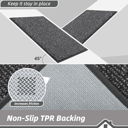 BEQHAUSE Dirt Trapper Door Mat 20" x 32", Non-Slip Washable Doormats Entrance Mat, Dirt Resistant and Absorbent Welcome Mat, Low Profile Floor Mats for Front Back Door and Entryway, Charcoal by BEQHAUSE - Image 6