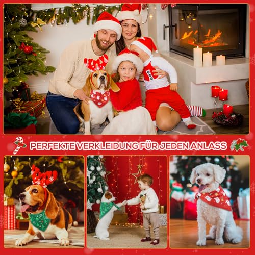 SZEE 2 Stück Hundehalstuch Weihnachten,Hunde Bandana-Festliches Halstuch für Hunde & Katzen mit Santa- und Tannenbaum-Motiv, Weiches Kopftücher Waschbarer Hundehalstücher, Ideale Haustiergeschenk, S