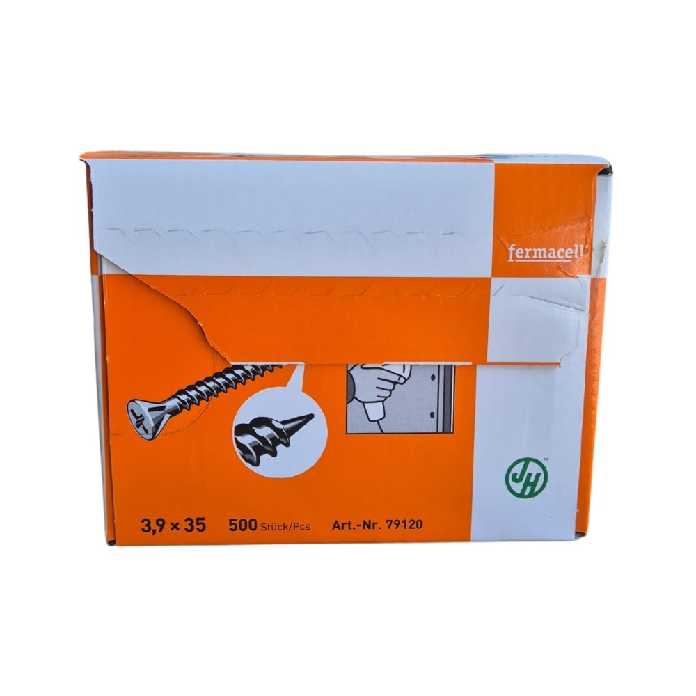 FERMACELL - Boîte 500 Vis autoforeuses 3,9 x 35 mm - pour plaques Powerpanel H2O sur Ossature métal ou bois en Locaux humides - Anti-corrosion C4 - Embout OFFERT
