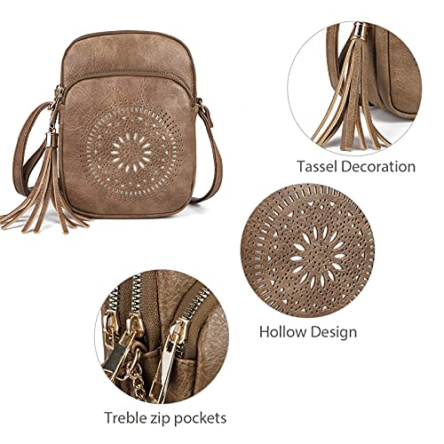 Image of AFKOMST Small Crossbody Phone Purse for Women, Triple-Zip Compartments