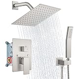 Aolemi Shower System Faucet 8 Inch Bruhsed Nickel with Rainfall Shower Head and Handheld Spray Wall