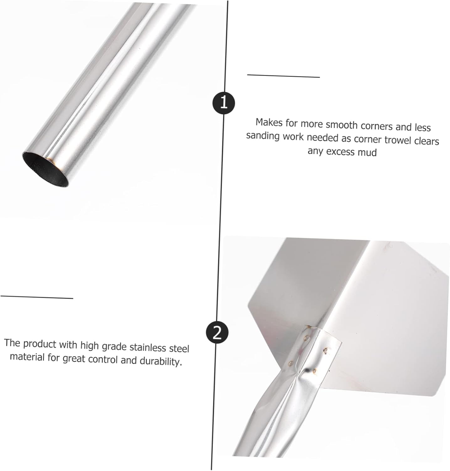 6pcs Ergonomic Stainless Steel Corner Puttying Trowel for Drywall Wall Repair Internal External Angle Finisher with Comfortable Grip for Smooth Plastering and Decorative Wall