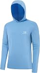 BASSDASH Men’s UPF 50+ Drawstring Fishing Hoodie Shirts UV Sun Protection Long Sleeve Outdoor Hiking Hooded T-Shirts FS33M