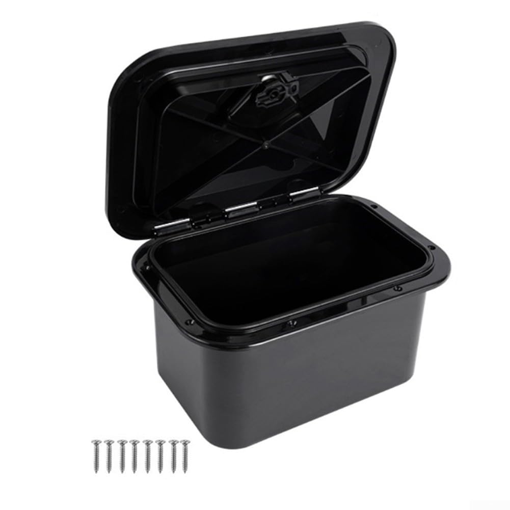 Boîte de rangement pour bateau avec trappe intégrée pour une utilisation efficace de l'espace sur le pont tout en conservant l'apparence propre du bateau (noir)