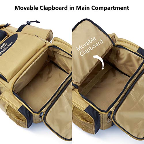 Foto von Bassdash Angelrucksack wasserabweisend leicht taktische Tasche Angelkoffer mit Rutenhalter und schützender Regenhülle