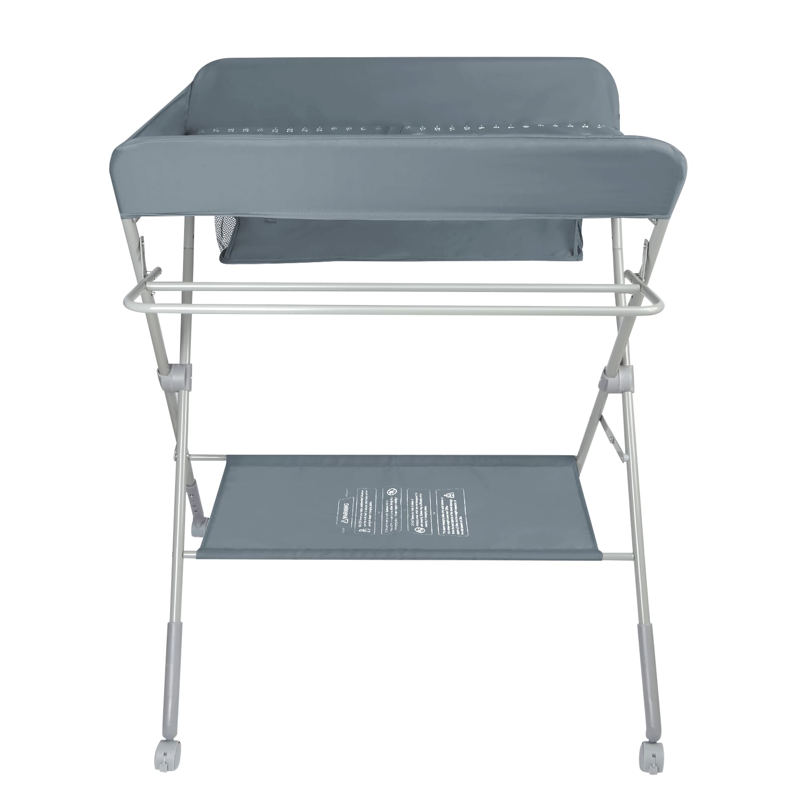 Cambiador Bebé, Cambiador Plegable Bebe, Tela Impermeable y Fácil de Limpiar, Cambiador Bebe Gran Espacio de Almacenaje, Tela Oxford, 4 Ruedas con Freno-80 * 58 * 90cm-gris oscuro
