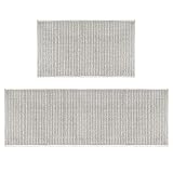 Artoid Mode Beige and Grey Machine Washable Non Slip Kitchen Rugs and Mats Set of 2, Absorbent and Stain Resistant Kitchen Mats for Sink Hallway and Laundry - 17x29 and 17x47 Inch
