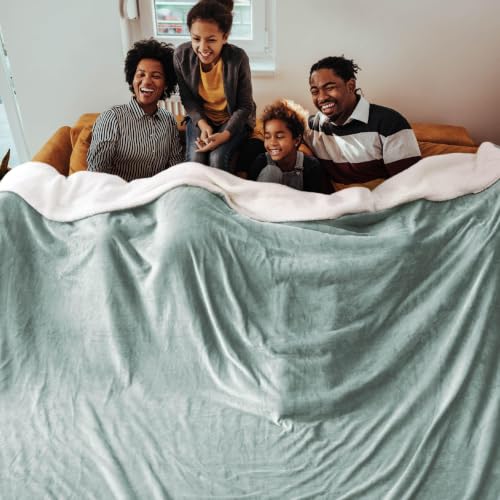 Image of Bedsure GentleSoft Sherpa Fleece Cal King Blankets for Bed, Non-Heated, Thick and Warm Oversized Throw for Women and Men, Soft Fuzzy Plush Large Blanket for Winter, Sage Green, 112x98 Inches