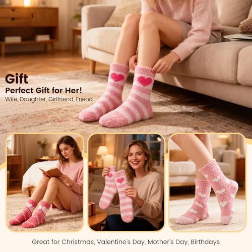 Image of Womens Fluffy Fuzzy Socks,Winter Cozy Soft Warm Socks Gifts for Womens | Soft Comfortable Warm Womens Fluffy Fuzzy Socks