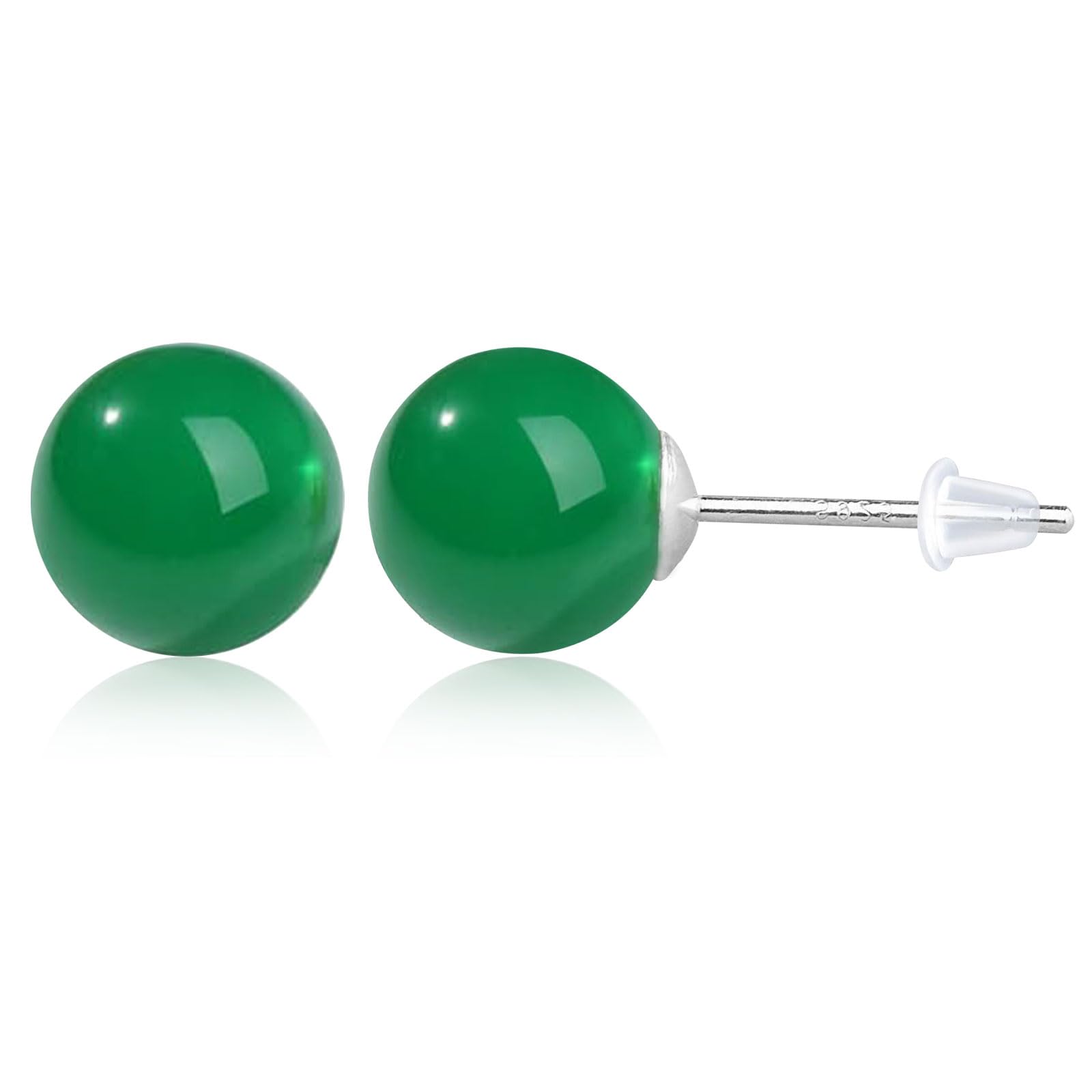 Naturstein Ohrstecker für Damen Frauen 925 Silber Ohrringe Perlen Ohrstecker, Grüner Achat Edelstein Ohrringe Handgemachte Ohrstecker für Frauen Geschenk zum Geburtstag Jahrestag