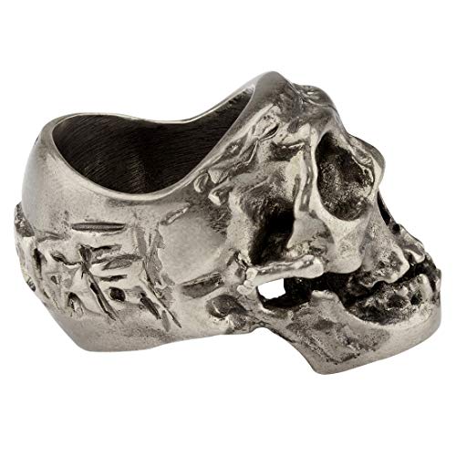 Skull Cigar Holder Stand, Skull Cigar Rings for Men, Smoking Accessories Cigar Tray Retro Skull Ring Cigar Accessories Home Desk Decoration (Silver) - Thumbnail 4