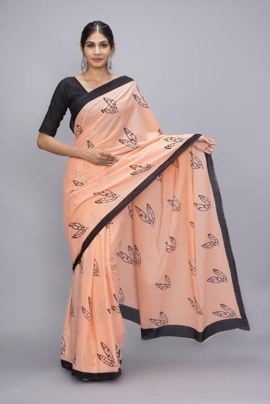 Image of SURAJ INTERNATIONAL Printed Cotton Saree For Women With Blouse Piece | Ideal For Everyday And Office Wear