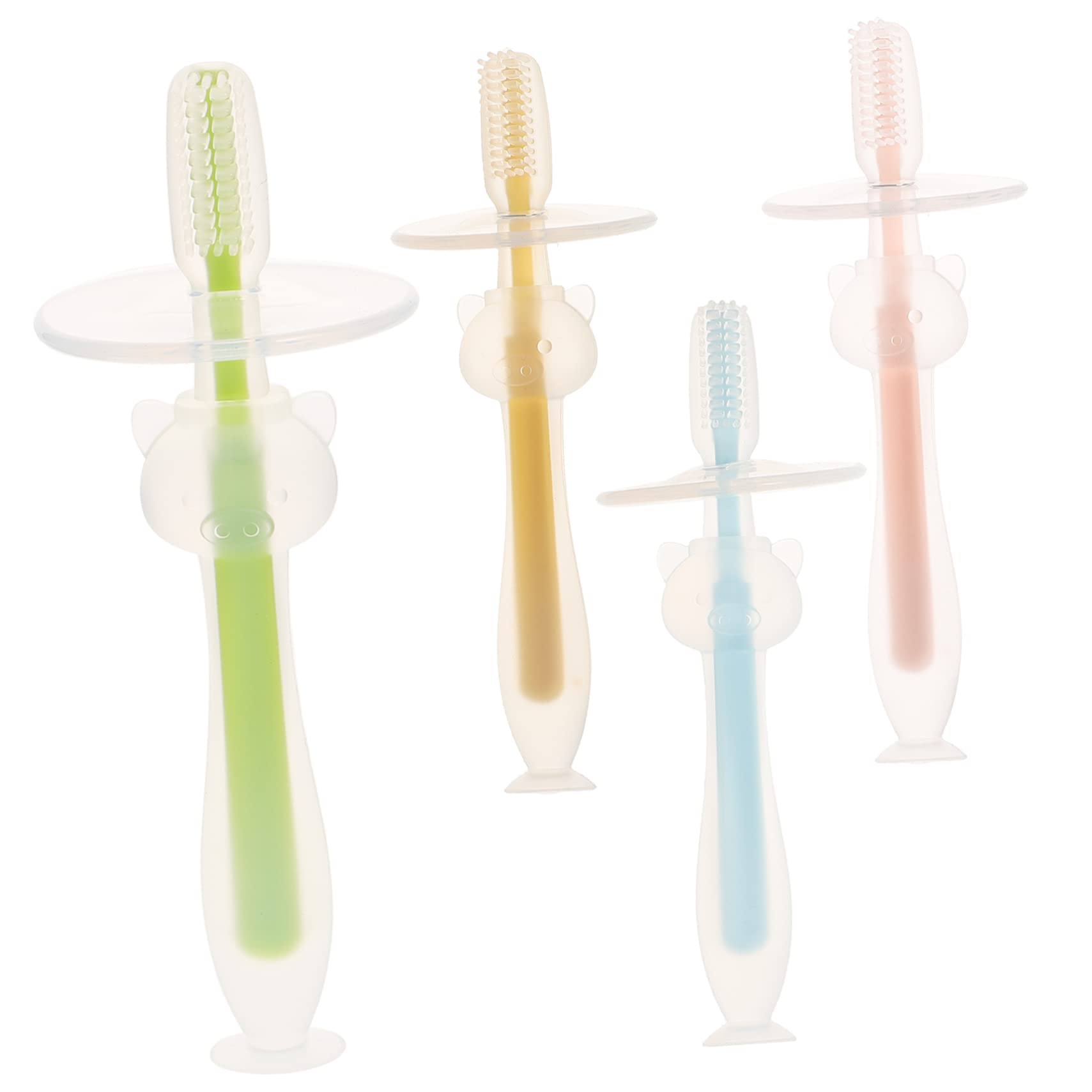 Healeved 16pezzi Spazzolini Silicone Per Ragazza Ragazza Con Base Ventosa Spazzolini Morbidi Per Orale Dei Colori Vivaci