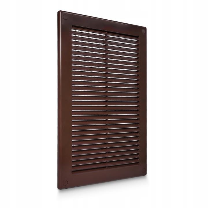 Brown Air Vent Grille with Fly Screen/Anti-Insect Mesh/Screw Covers - Duct Ventilation Cover. (150mm x 310mm)