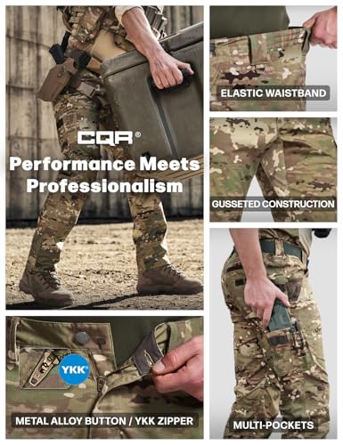 Image of CQR Men's Quick Dry Work Pants, Water Resistant Outdoor Tactical Pants, Lightweight Stretch Cargo Hiking Pants