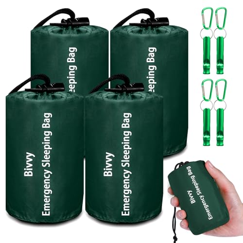 Emergency Sleeping Bag Survival Bag, Cymuber Portable Waterproof Thermal Bivy Sacks Tac Bivvy Bags,Camping Mylar Sleeping Bag Survival Gear Emergency Blankets Survival Shelter