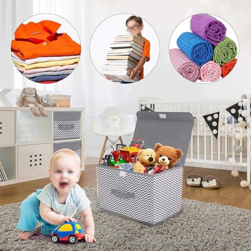 Image of Niwlix Foldable Storage Box Organiser With Lid, Closet Clothes organizer For Wardrobe Organizer For Storage Clothes, Toys, Books