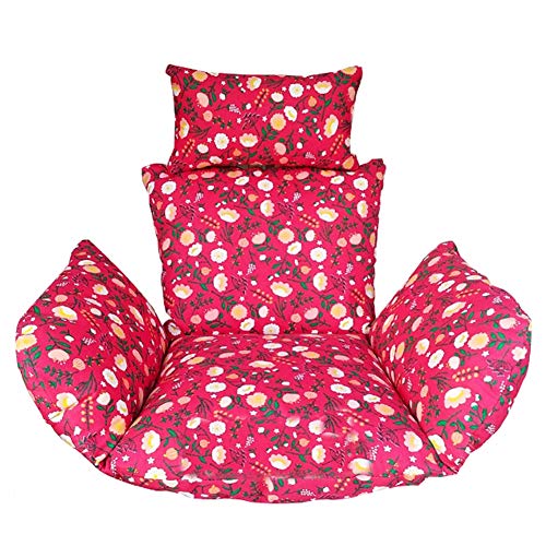 YXZN Swing Seat Cushion with Pillow Indoor or Outdoor Waterproof Hanging Egg Hammock Chairs Cushions Round Rocking Chair Cushion Washable,Red,60X50CM