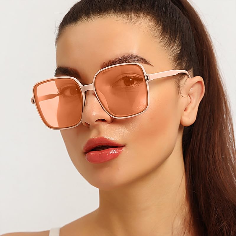 Gradient Jelly Colour Large Frame Square Sunglasses UV Protection Sunglasses，Jelly Pink3