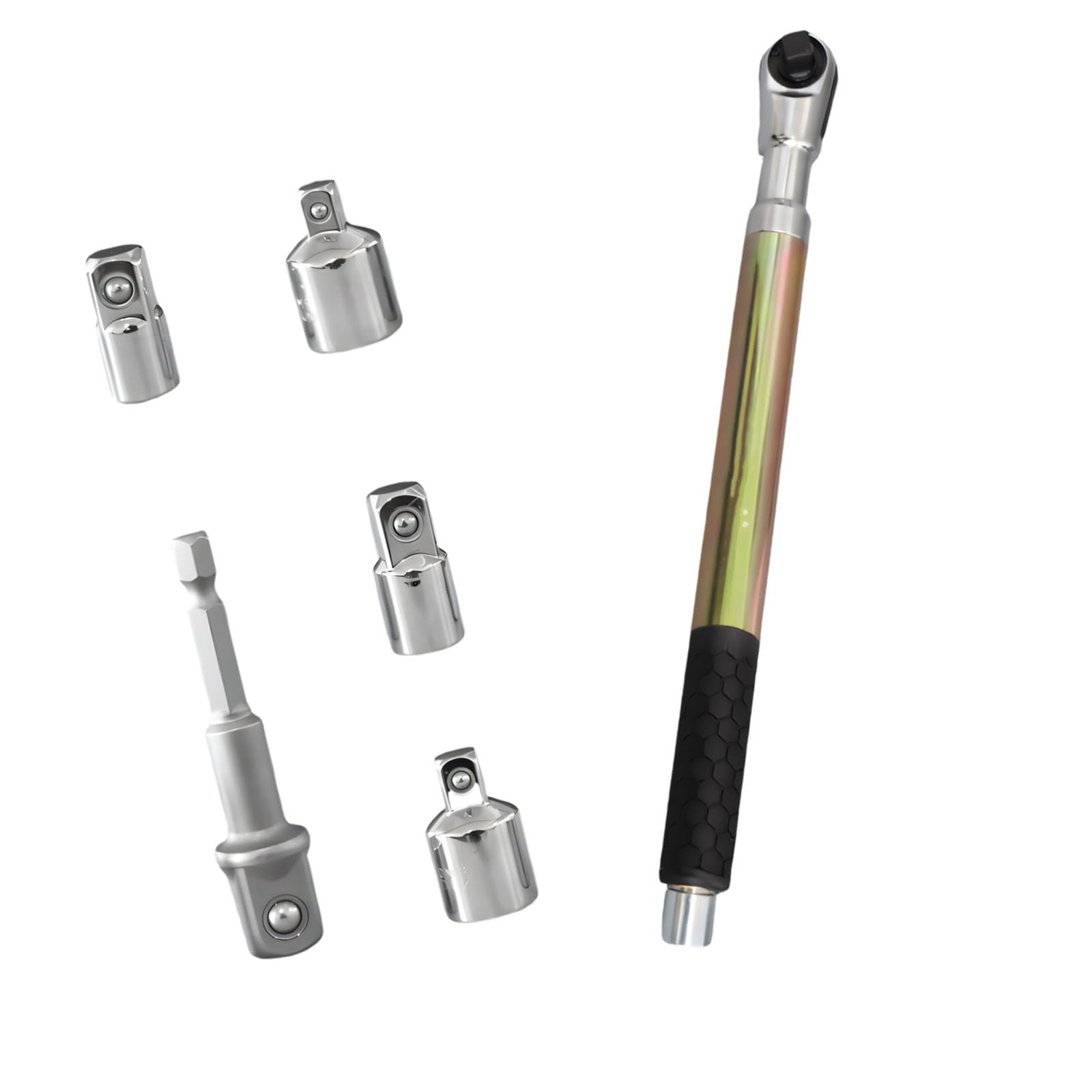 Laikoutd Yellow Steel Extension Wrench Collection Comes With 4 Sockets And Bit Great For Vehicle Fixing And Household Tasks Versatile Drill Bit Set