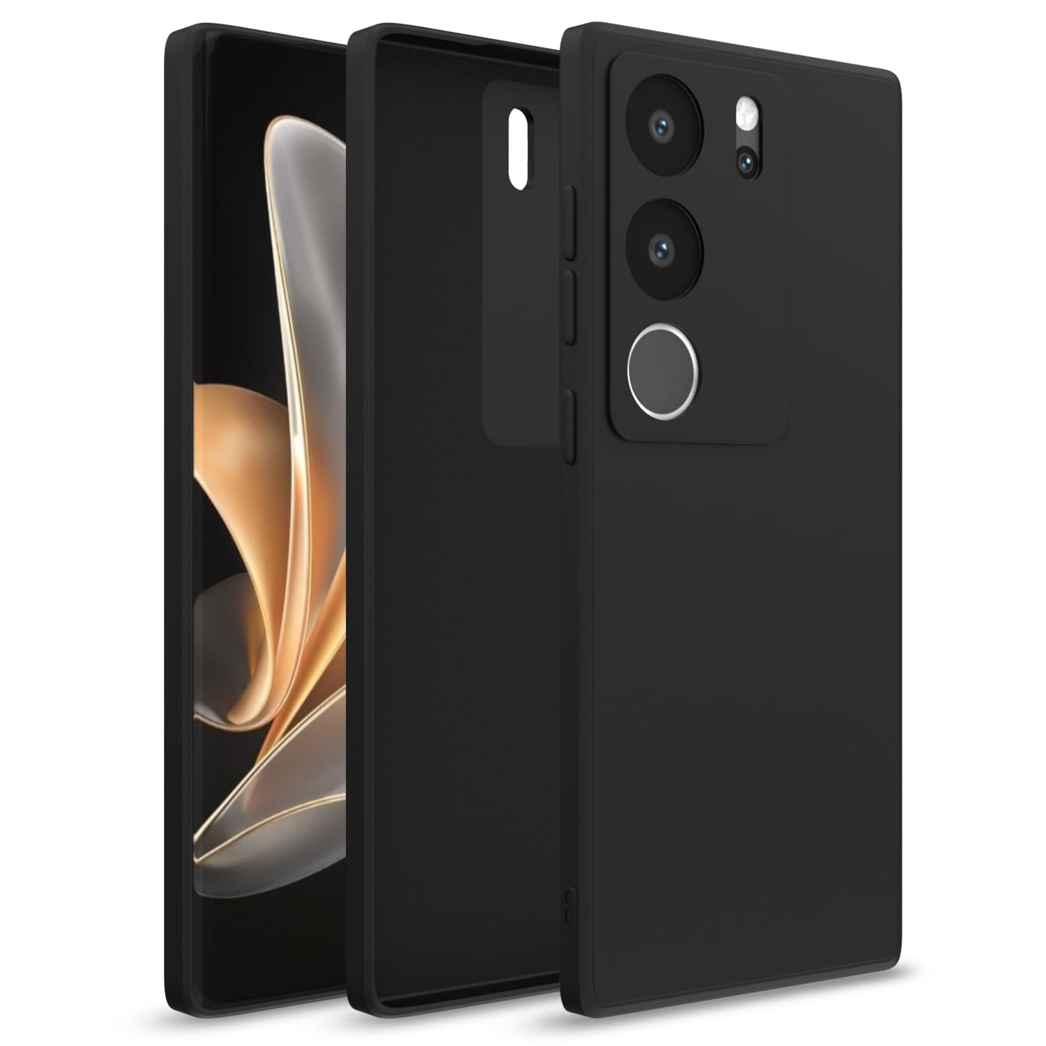 Pikkme Back Cover for Vivo V29/Vivo V29 Pro 5G | Slim Soft Matte Silicone Cover with Camera Protection & Shockproof Bumper Case (Black)