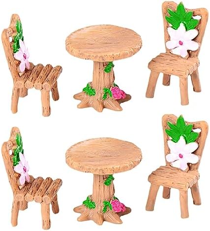 6 Pcs Mini Fairy Garden Table Chair Miniature Resin Benches Garden Lakeside Dock Micro Resin Chairs Mini Garden Furniture Decorations image 5