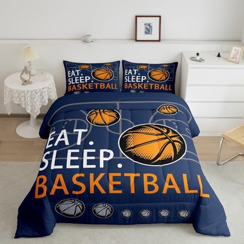 Image of Feelyou Basketball Coverlet Set Navy Comforter Full Size for Kids Teens