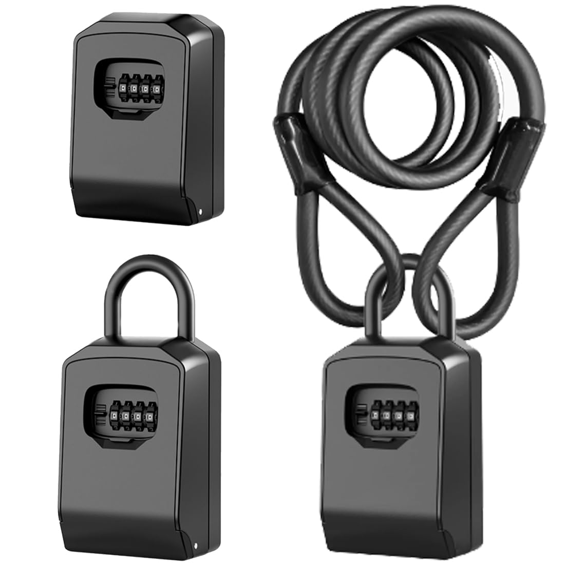 Cassaforte Porta Chiavi da Esterno con Codice 4 Cifre E Lucchetto Cassetta Sicurezza Chiavi Anti-intemperie in Sicurezza per Casa Fabbrica Lega di Zinco,Black