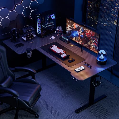 Acrolix 71 Inch L Shaped Standing Desk Adjustable Height,Gaming Electric Corner Standing Desk, Sit Stand Computer Table with Reversiable Splice Board, Black Carbon - Image 3