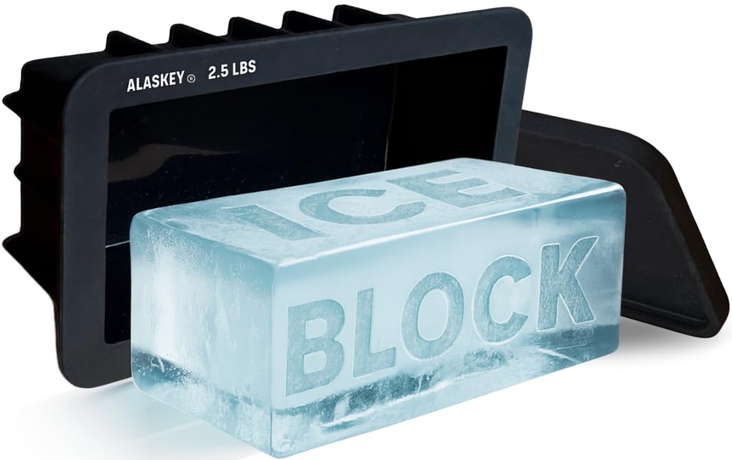 Alaskey® Extra Large Ice Block Mold 2.5 lbs With Lid (Single) | Create Perfect Ice Bricks | Professional Silicone Mold for Crafting Giant Ice Cubes, Ideal for Ice Baths, Coolers, Bartender Accessories