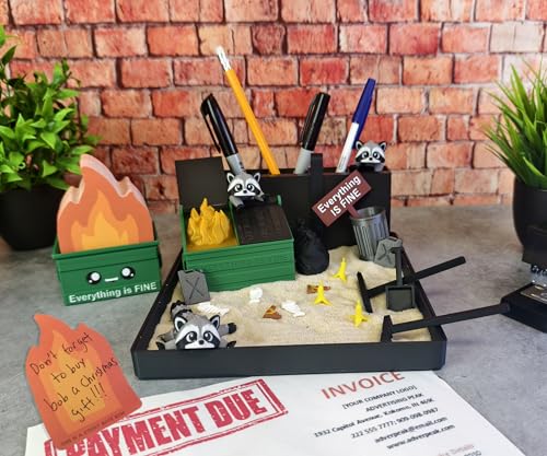 Munnygrubbers - Deluxe Dumpster Fire Zen Garden - Made in USA - Large 7' x 7' - Fine Sand Included - Desk Accessory Box Garden - Funny Novelty Gift - Fidget Stress Relief