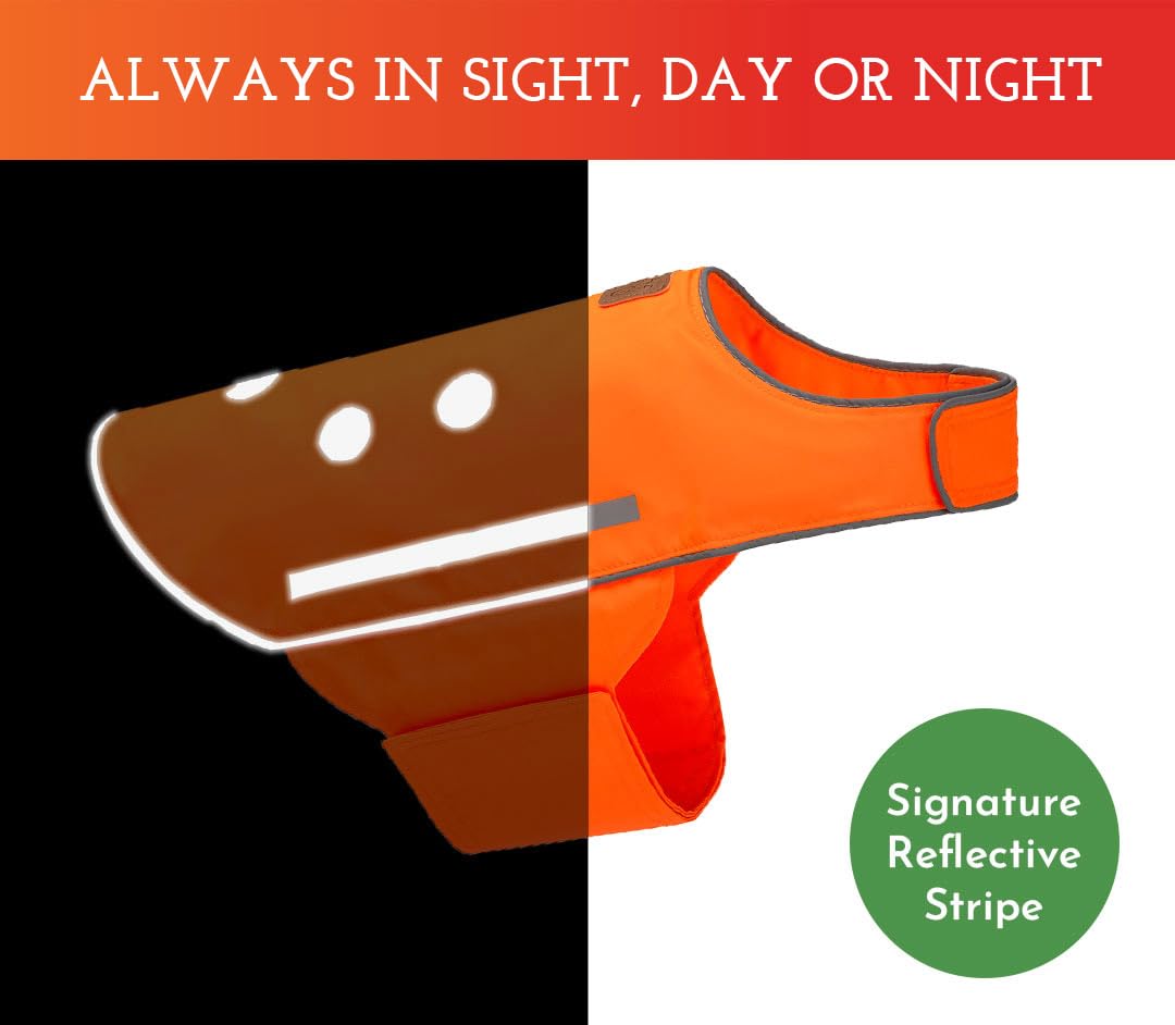 SPOT THE DOG! Easy Fastening Dog Vest, High Visibility Orange, Reflective, Sizes XS-XXL