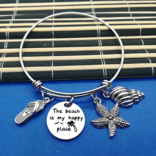 Vadaka Beach Lover Bracelet Gift Beach Jewelry Bracelet Stainless Steel Bangle Birthday Christmas Graduation Gift for Women Ocean Lover2