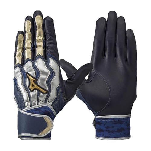 ミズノ MIZUNO (ミズノプロ) モーションアークSF(両手用) ユニセックス 野球 限定 手袋 バッティンググローブ バッテ 23AW (1EJEA521) 14(ネイビー×ゴールド) 24cm