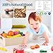 32 Pcs Wooden Play Food Sets for Kids Kitchen Accessories, Montessori Educational Toys Food, Pretend Play Food for Toddlers, Velcro Fruits and Vegetables Cutting Set for Kids Boys Girls