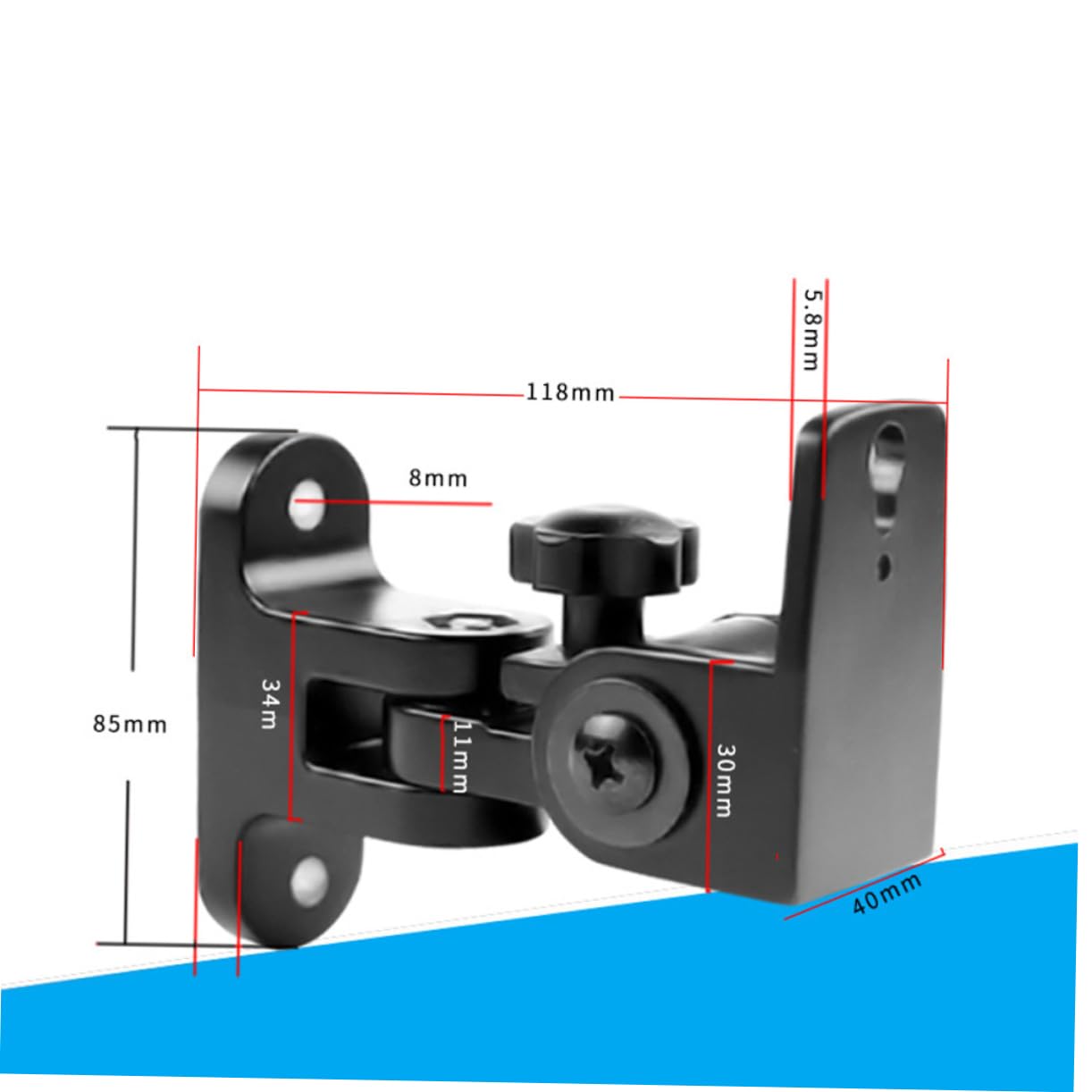 Uonlytech Support Mural pour Haut-Parleur, Support D’Enceinte en Alliage de Zinc Noir, 2 Pièces, Réglage D’Angle, Montage Mural pour Son Surround